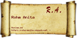 Rohm Anita névjegykártya